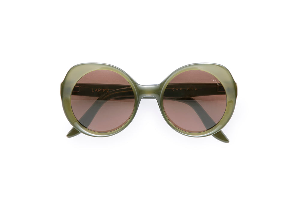 LAPIMA Carlota sunglasses illustrating sculptural Brazilian acetate and curved frame volume